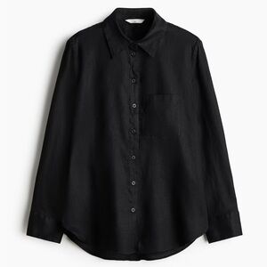 H&M oversized linen shirt, black XS